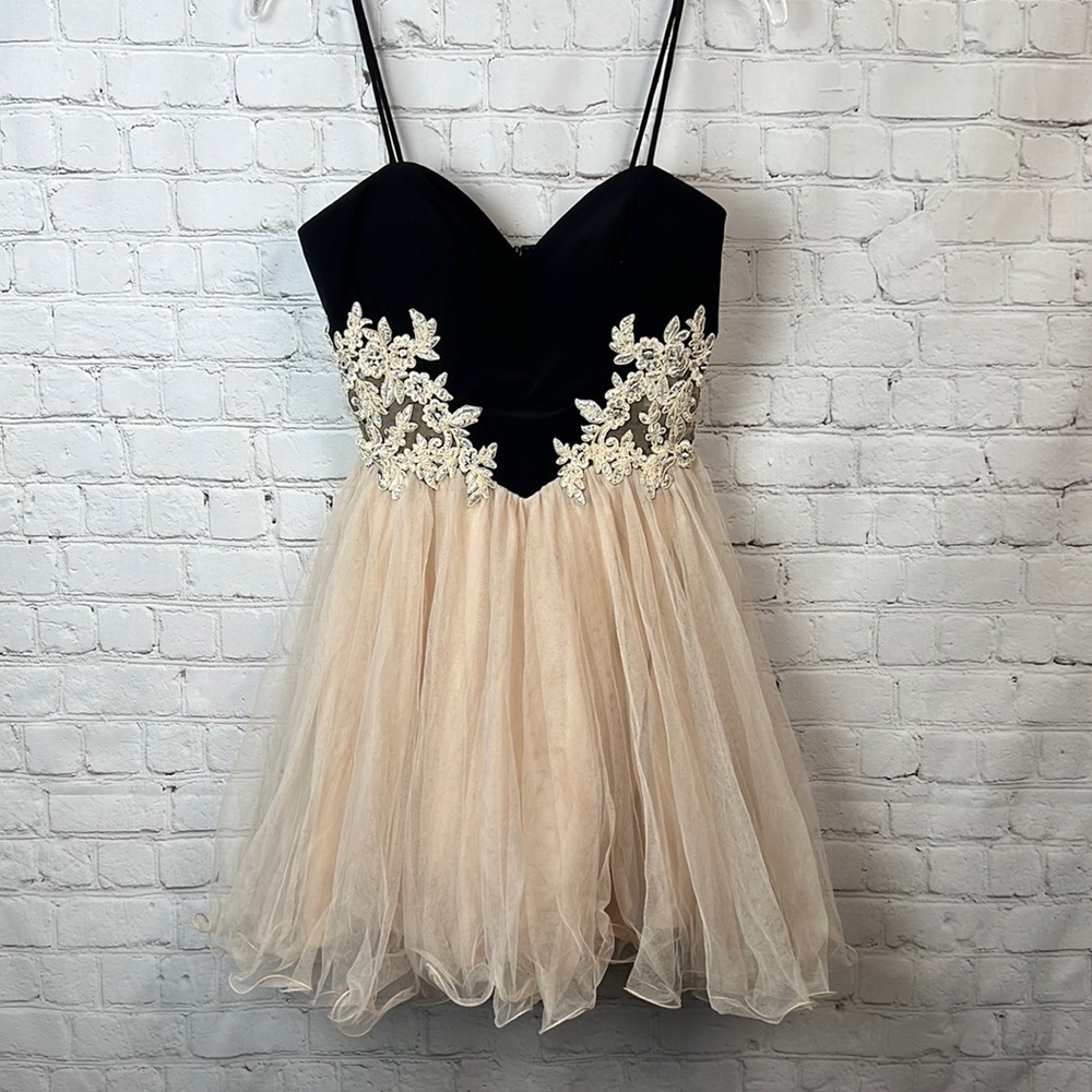 Blonde Nites Tulle Rhinestone Sweetheart Neckline Dress Homecoming Prom Size 3 - Picture 2 of 6